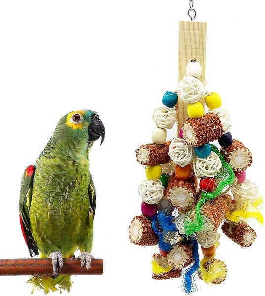 Bird Block Knots Tearing Toy Natural Corn Cob Parrot Chewing Toy Suggested For C Carousel 1