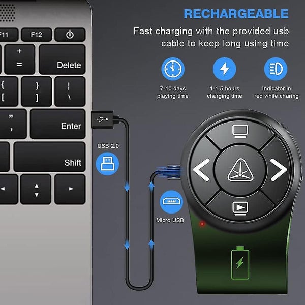 Bluetooth Wireless Presenter, Rf 2.4ghz Presentation Clicker, Finger Ring Remote Carousel 5