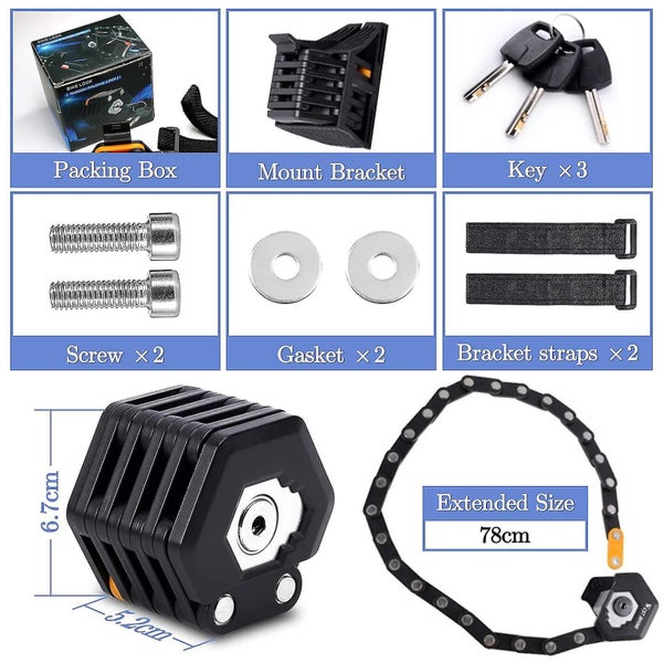 Bicycle Lock, Folding Lock With Holder, Bicycle Lock High Security Long, Chain L Carousel 2