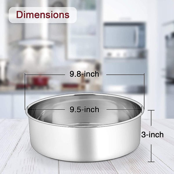 9.5 Inch Cake Pans (3-inch Depth). 2 Pcs Stainless Steel Round Baking Pan Big Carousel 2