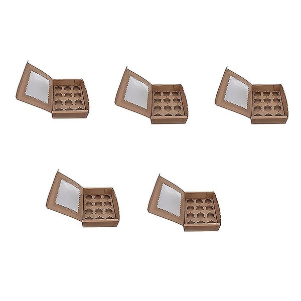 5 Pcs Cupcake Box With Window White Brown Kraft Paper Boxes Dessert Mousse Box 1 Carousel 2