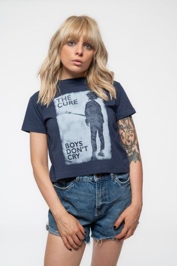 The Cure Crop Top T Shirt Boys Dont Cry Band Logo new Official Womens Navy Carousel 3