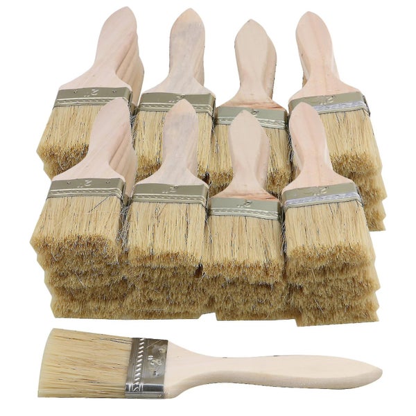 40pcs Wood Handle Chip Brush Painting Supplies Tools For Wall Paint