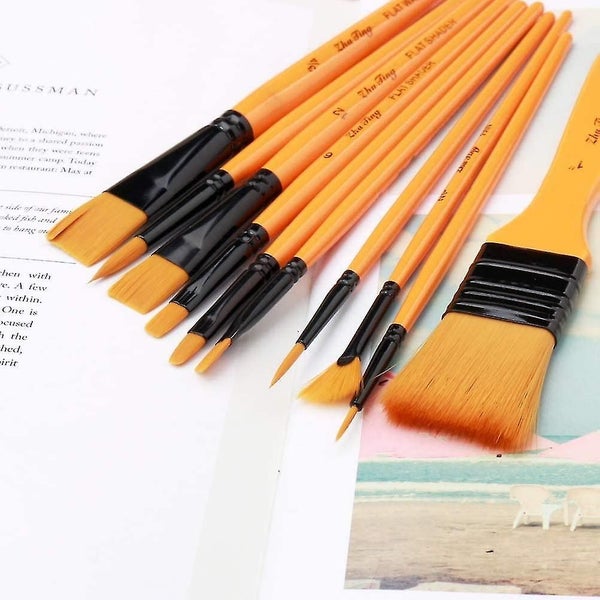 Acrylic Paint Brush Set - 10 Brushes In Wallet,ideal Paint Brush Set Perfect For64733554756225112