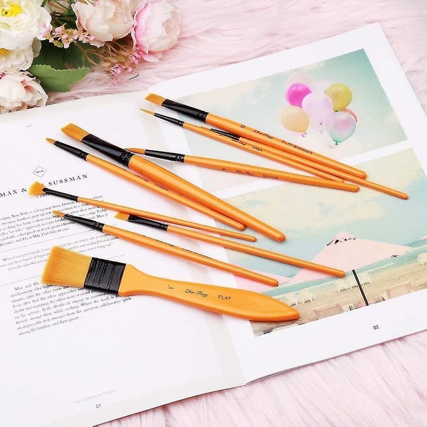 Acrylic Paint Brush Set - 10 Brushes In Wallet,ideal Paint Brush Set Perfect For64733554756225113