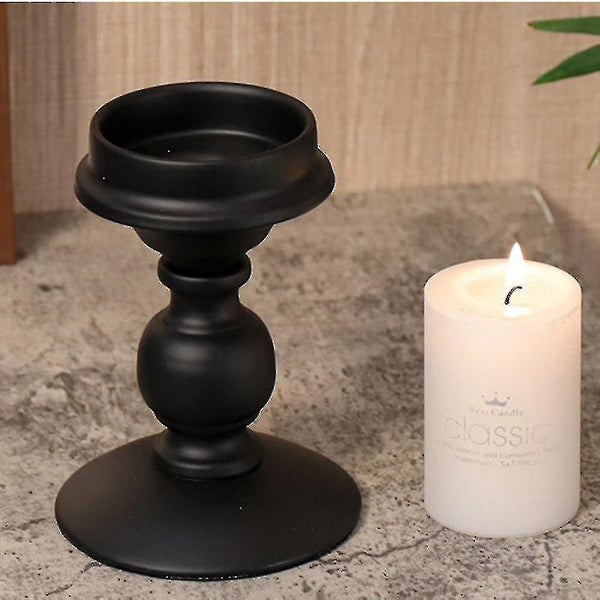 Candle Holder Set Of 3, Black Vintage Metal Pillar Candle Holders For Dining Tab Carousel 5