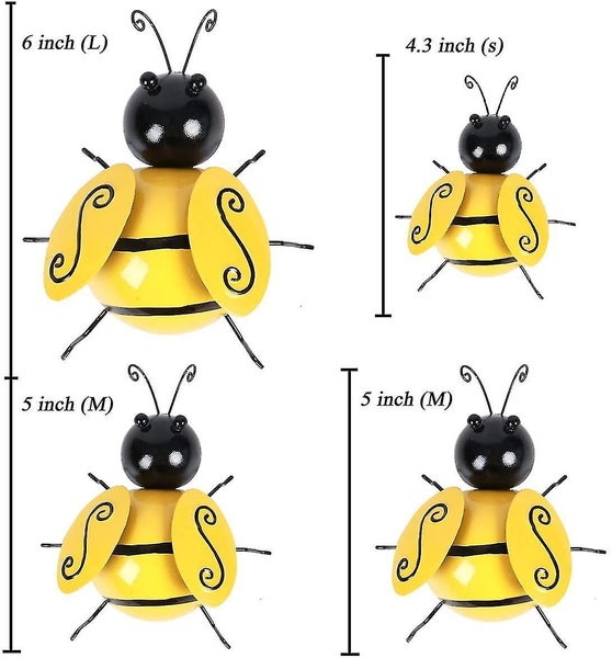4pcs Bee Wall Decor Garden Decoration Patio Fence Sculpture Wall Hanging Art Dec Carousel 2