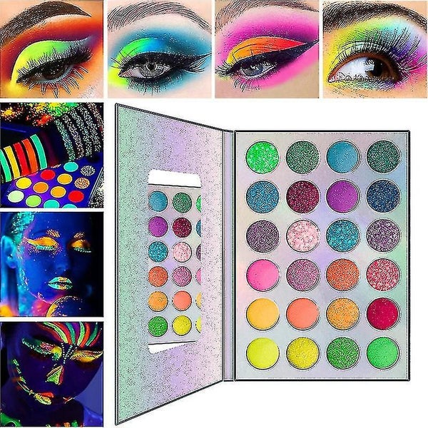 Eyeshadow Palette Glow In The Dark, 24 Colors Highly Pigmented Eyeshadow Makeup Carousel 2