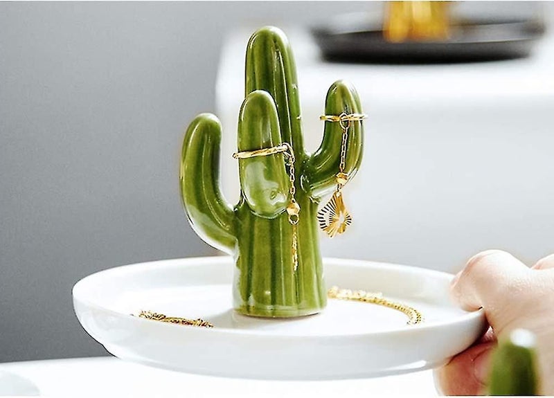 Cactus Dish Ring Holder For Jewelry, Ceramic Succulent Jewelry Tray Organizer Di Carousel 1