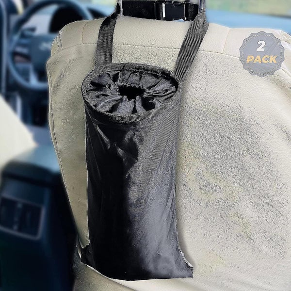 Car Trash Bag (2 Pack) With Top Elastic Vent & Velcro Bottom Opening | Adjustabl Carousel 1