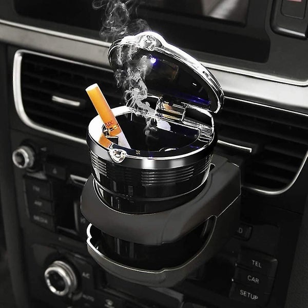 Car Ashtray Led Stainless Steel Ashtray With Lid Cigar Ashtray For Car, Home, Of Carousel 2