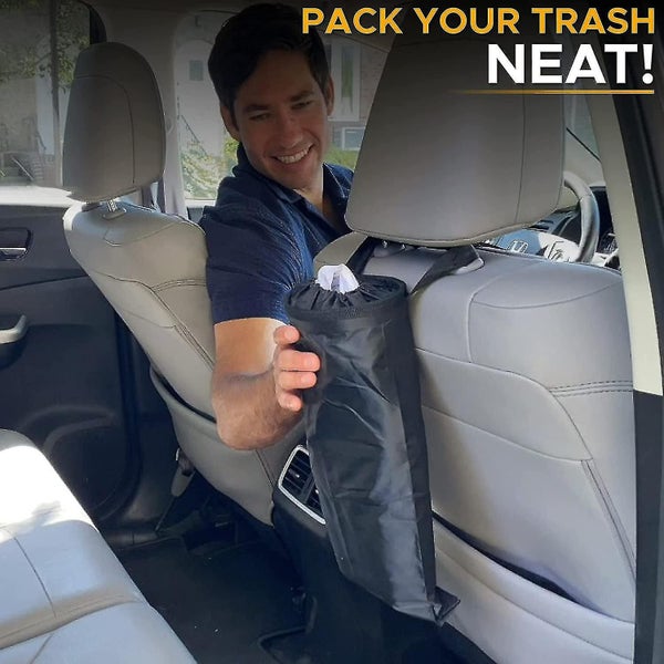Car Trash Bag (2 Pack) With Top Elastic Vent & Velcro Bottom Opening | Adjustabl Carousel 2