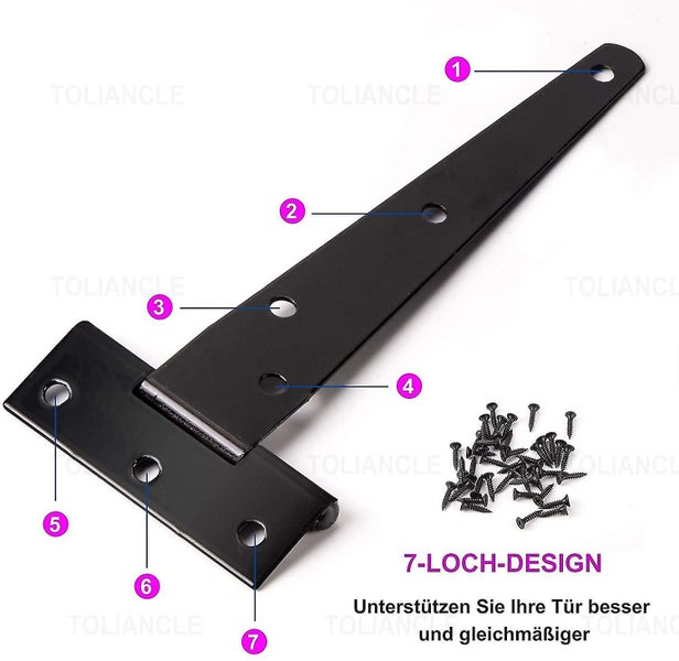 6 Pcs T-hinges, Heavy Duty Black Hinges, Heavy Duty Door Hinge 25kg Weight Capac Carousel 2