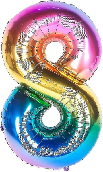 40 Inch Rainbow Number 8 Giant Foil Digital Balloon Helium Digital Gradient Ball Carousel 2