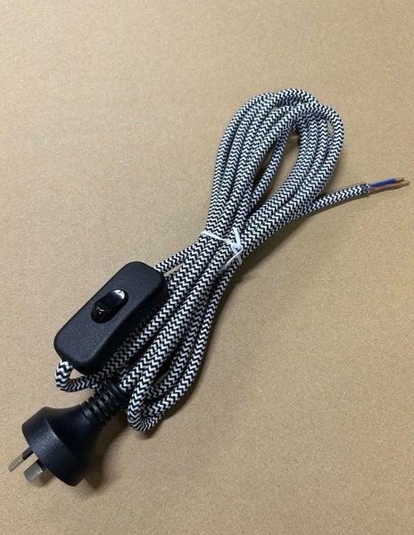 Lamp (Small Appliance) Cord 2-Core. Switched. 3M. Black & White ZigZag Carousel 1