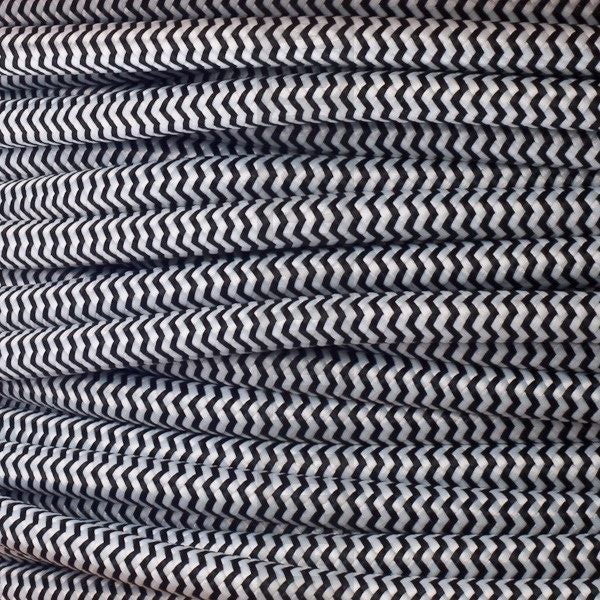 Electrical Fabric Cable / Cord 3-core. Zigzag B&W Carousel 1