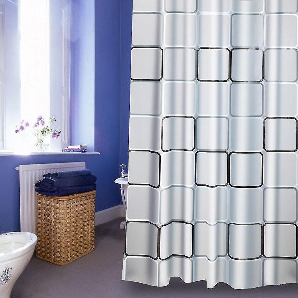 Extra Long Fabric Shower Curtain Waterproof With 13 Hooks Weighted Hem 240x200cm Carousel 5