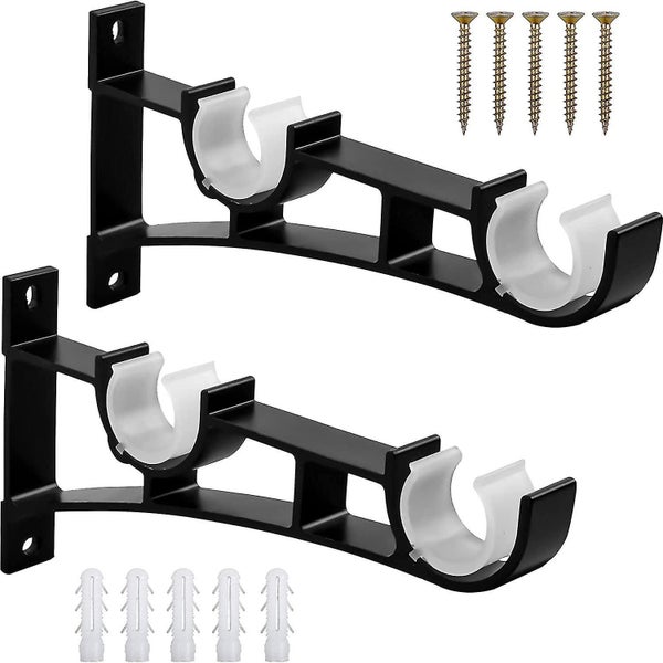 Curtain Rod Bracket Double Drapery Rod Brackets Black Heavy Duty Aluminum Alloy Carousel 1