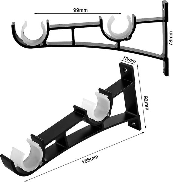 Curtain Rod Bracket Double Drapery Rod Brackets Black Heavy Duty Aluminum Alloy Carousel 2