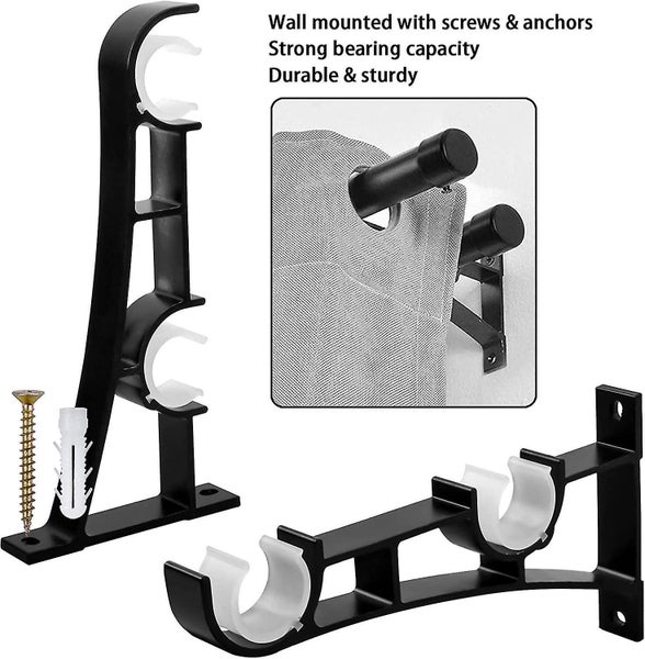 Curtain Rod Bracket Double Drapery Rod Brackets Black Heavy Duty Aluminum Alloy Carousel 5