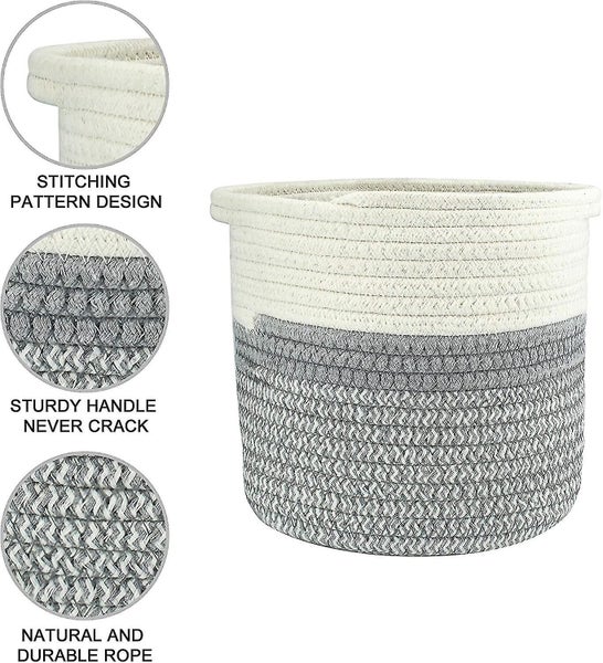 Cotton Rope Basket, 2020cm Foldable Woven Baskets With Handle Storage Basket, Pl Carousel 2