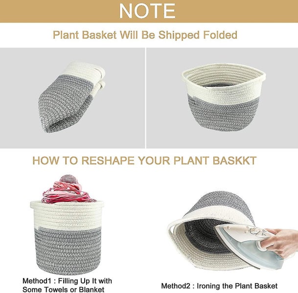 Cotton Rope Basket, 2020cm Foldable Woven Baskets With Handle Storage Basket, Pl Carousel 3