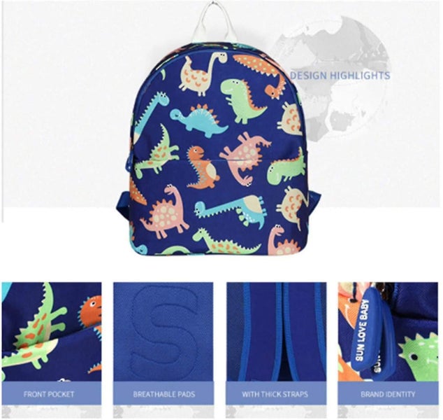 Children's Dinosaur Backpack Boy Girl Kindergarten School Bag Book Lunch Bag Cut Carousel 1