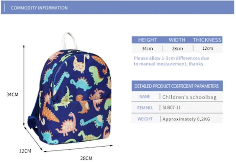 Children's Dinosaur Backpack Boy Girl Kindergarten School Bag Book Lunch Bag Cut Carousel 2