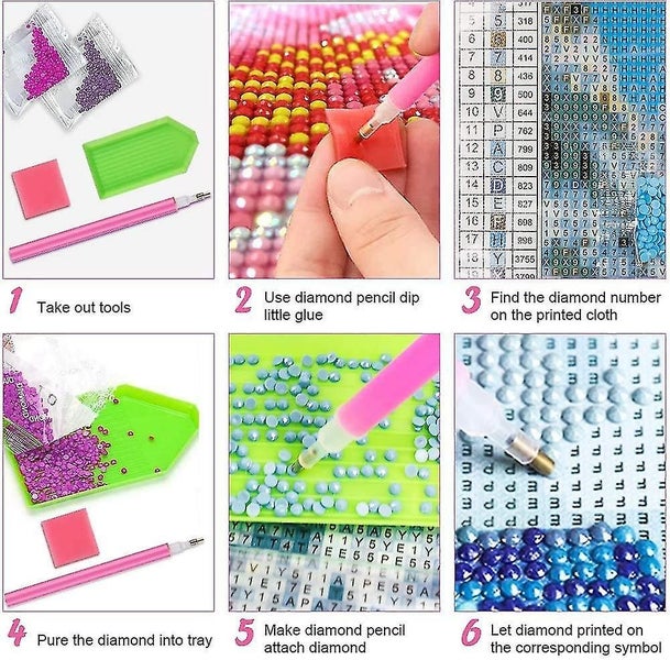 Diamond Painting, 4 Pack Diy 5d Diamond Painting Pictures, Diamond Painting Kits Carousel 5