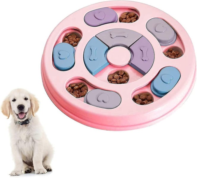 Dog Puzzle Slow Feeder Toys, Puppy Treats Dispenser Slow Feeder Bowl Dog Toys, D Carousel 1