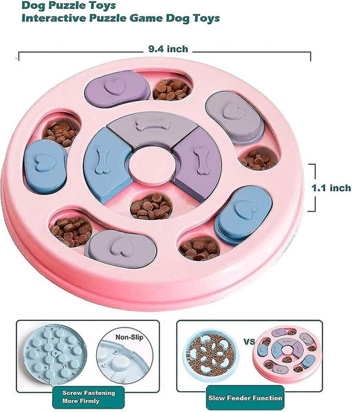 Dog Puzzle Slow Feeder Toys, Puppy Treats Dispenser Slow Feeder Bowl Dog Toys, D Carousel 2