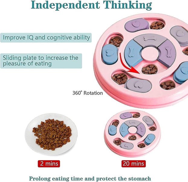 Dog Puzzle Slow Feeder Toys, Puppy Treats Dispenser Slow Feeder Bowl Dog Toys, D Carousel 5
