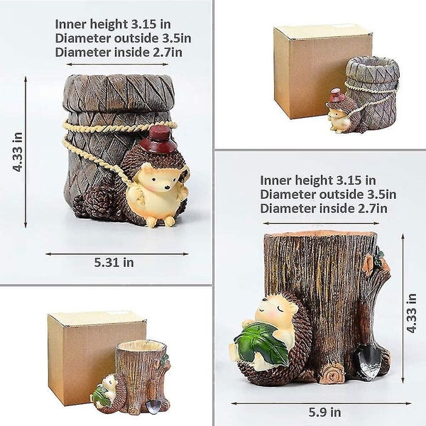Cute Hedgehog Desk Pen Pencil Pot Holder Toothbrush Holder Resin Desk Organizer Carousel 4