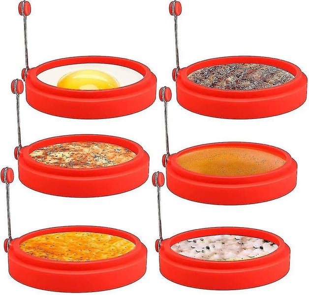 Egg Ring, 6 Pack Fried Egg Mold For Frying Pan Egg Rings Silicone Pancake Mold R Carousel 1