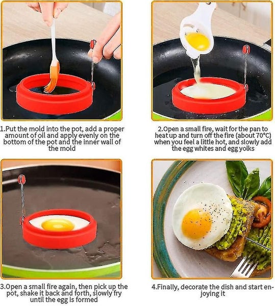 Egg Ring, 6 Pack Fried Egg Mold For Frying Pan Egg Rings Silicone Pancake Mold R Carousel 5
