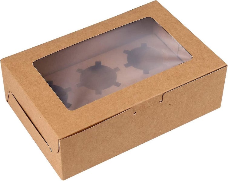 Cupcake Boxes 10 Pack Heilwiy Gifts Brown Cupcake Containers 6 Count Kraft Carousel 1
