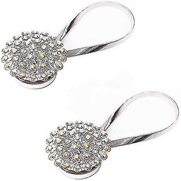 Curtain Tiebacks 2 Pieces,magnetic Curtain Tieback Clips,shinny Crystal Design,u Carousel 1
