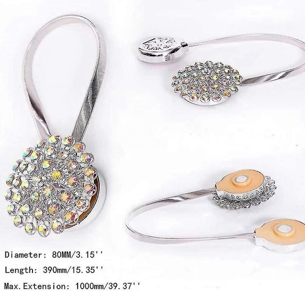 Curtain Tiebacks 2 Pieces,magnetic Curtain Tieback Clips,shinny Crystal Design,u Carousel 5