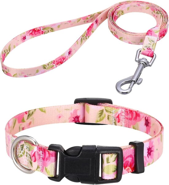 Dog Collar And Lead Set,safety Release Adjustable Collars Strong Nylon Leash Carousel 1