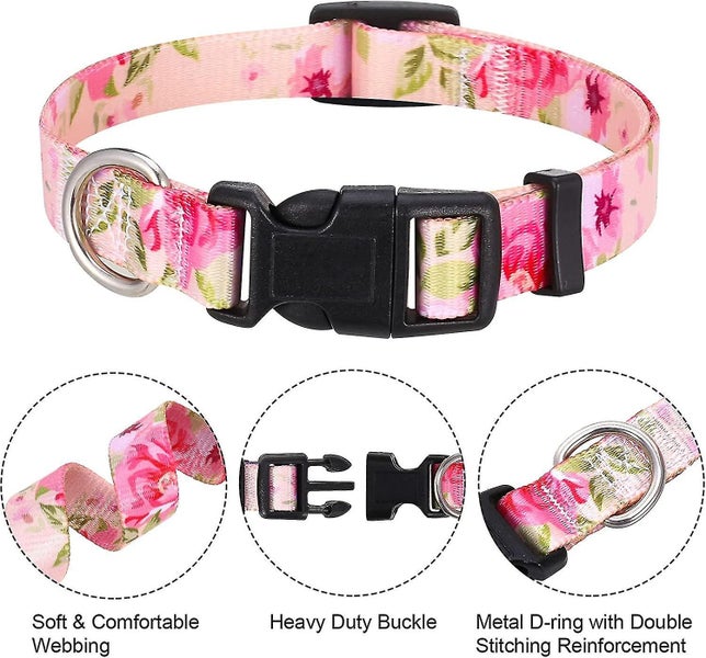 Dog Collar And Lead Set,safety Release Adjustable Collars Strong Nylon Leash Carousel 2