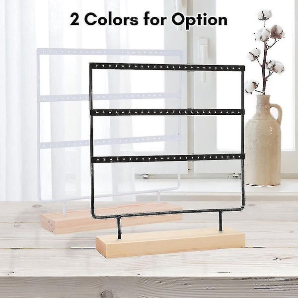 Earring Organizer Holder 3-layer 72 Holes Earring Holder Jewelry Tower With Wood Carousel 5