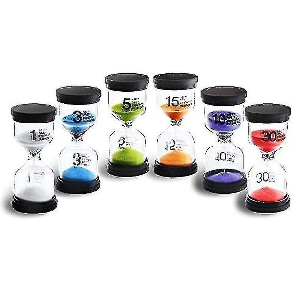Colorful Hourglass Set Glass Timer For School, Office - 6 Pieces Carousel 1