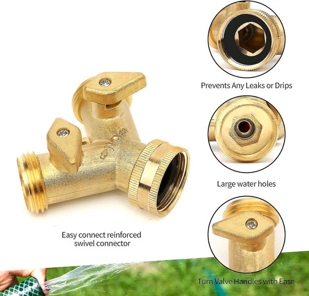 Garden Hose Splitter 2 Way - Heavy Duty Solid Brass Hose Y Splitterhose Faucet S Carousel 2
