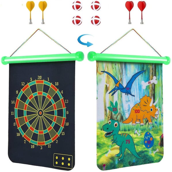 Magnetic Dart Board, Double-sided Safe Dart Board Set With 4 Magnetic Darts And Carousel 1