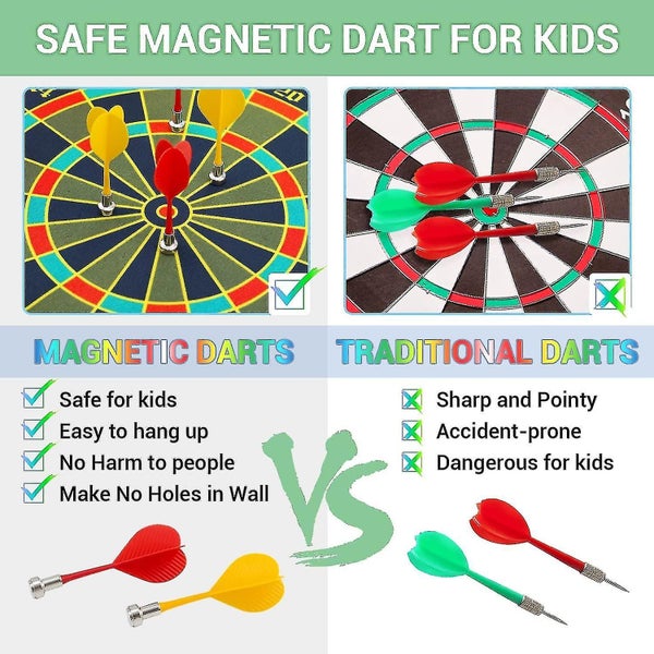Magnetic Dart Board, Double-sided Safe Dart Board Set With 4 Magnetic Darts And Carousel 2