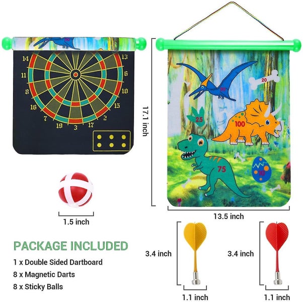 Magnetic Dart Board, Double-sided Safe Dart Board Set With 4 Magnetic Darts And Carousel 4
