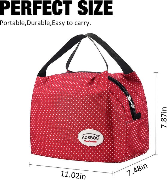 Insulated Lunch Bag Portable Lunch Bag, Polka Dots Red, 6.5l Carousel 2