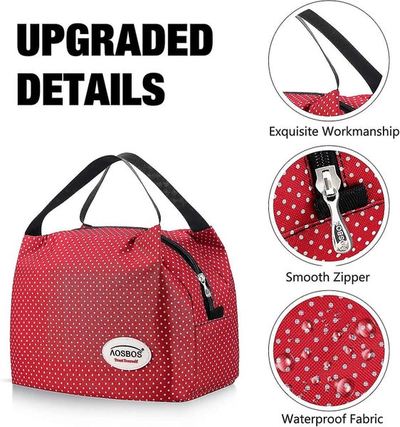 Insulated Lunch Bag Portable Lunch Bag, Polka Dots Red, 6.5l Carousel 5