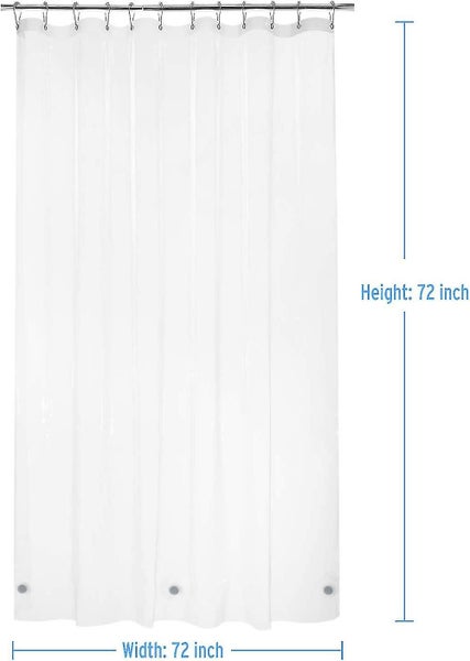 Lightweight Shower Curtain Liner, 72x72" Peva 3g Shower Curtain Liner With Magne Carousel 2