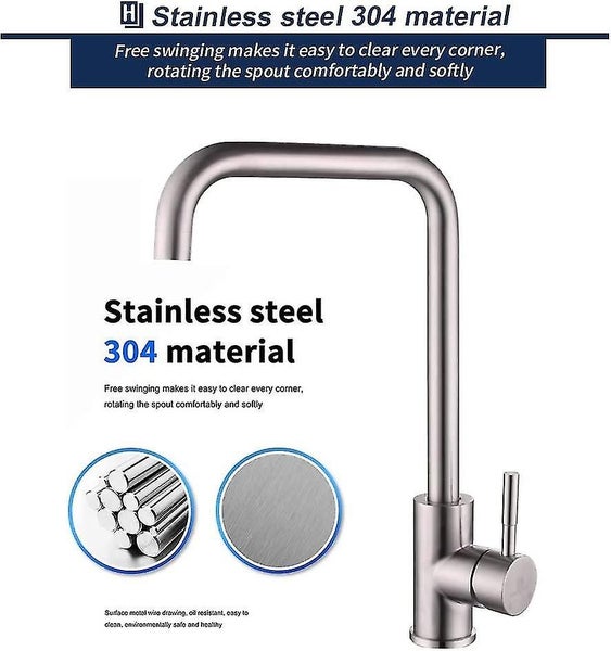 Kitchen Faucet Sink Mixer Tap 360 Swivel Spout Durable Brass Brushed Stainless S Carousel 2